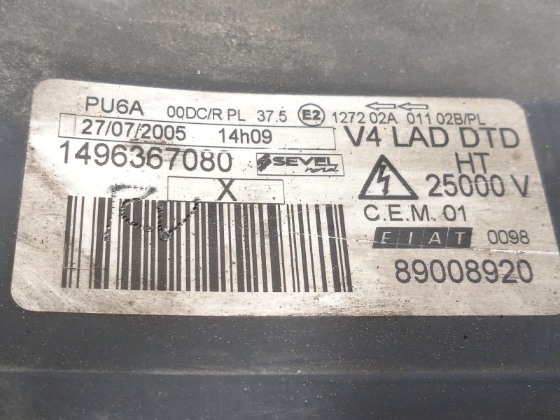 Recambio de faro derecho para fiat ulysse (179_) 2.2 jtd referencia OEM IAM 1496367080  89008920