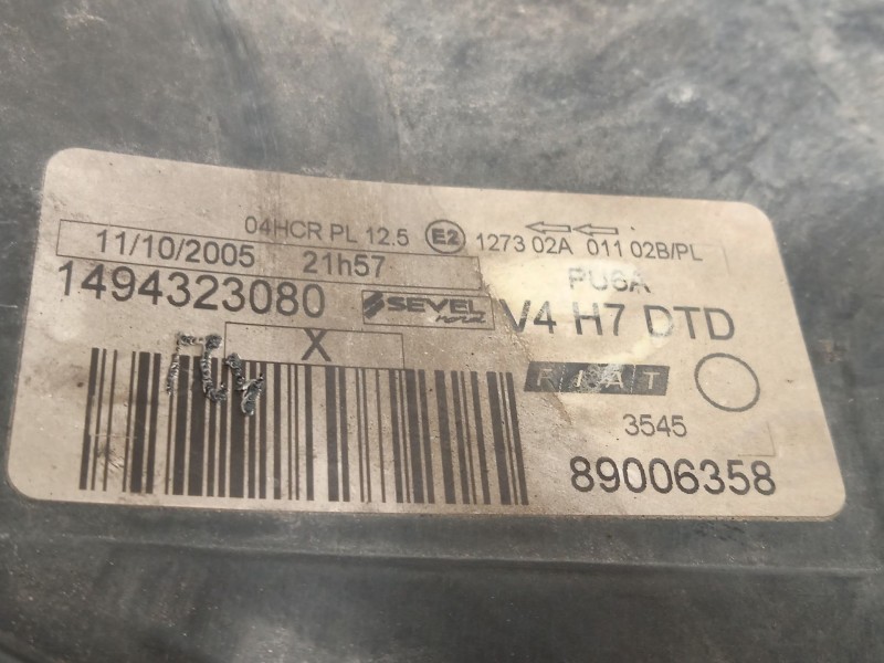Recambio de faro derecho para fiat ulysse (179_) 2.2 jtd referencia OEM IAM 1494323080  89006358