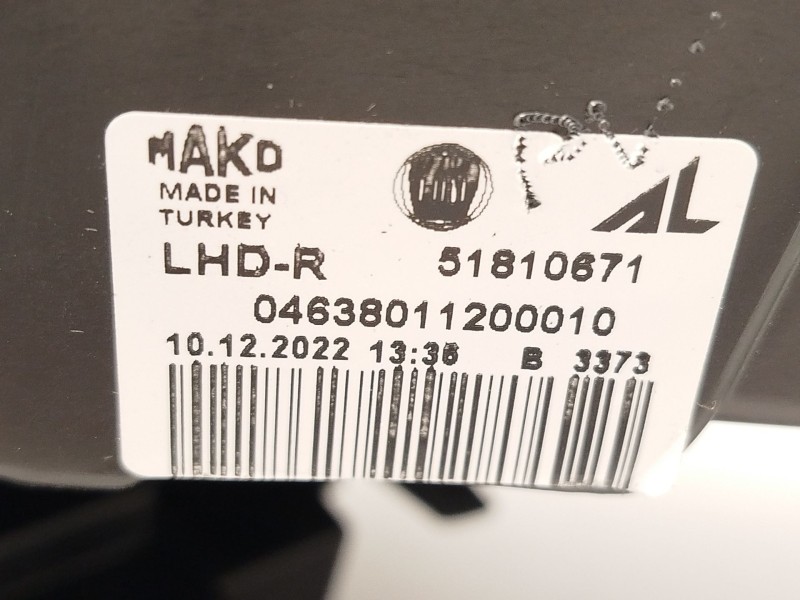 Recambio de faro derecho para fiat doblo autobús (263_) 1.3 d multijet (263axc1a) referencia OEM IAM 51810671  