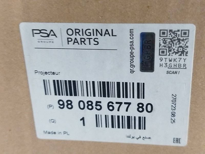 Recambio de faro izquierdo para citroën jumpy fugón confort xl referencia OEM IAM 9808567780  