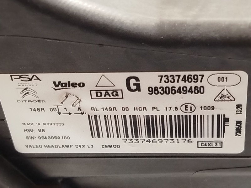 Recambio de faro izquierdo para citroën c4 iii 1.2 referencia OEM IAM 9830649480  73374697