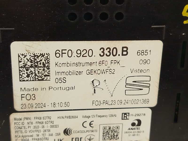 Recambio de cuadro instrumentos para seat ibiza v (kj1, kjg) 1.0 tsi referencia OEM IAM 6F0920330B  