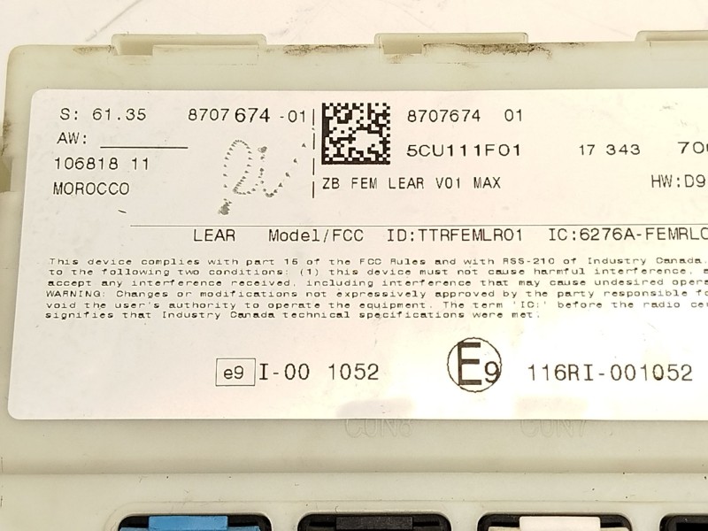 Recambio de centralita confort para bmw 1 (f20) 116 d referencia OEM IAM 61358707674  