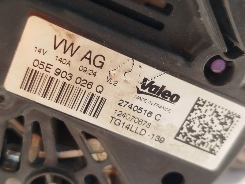 Recambio de alternador para audi a1 sportback (gba) 30 tfsi referencia OEM IAM 05E903026Q 2740516C TG14LLD