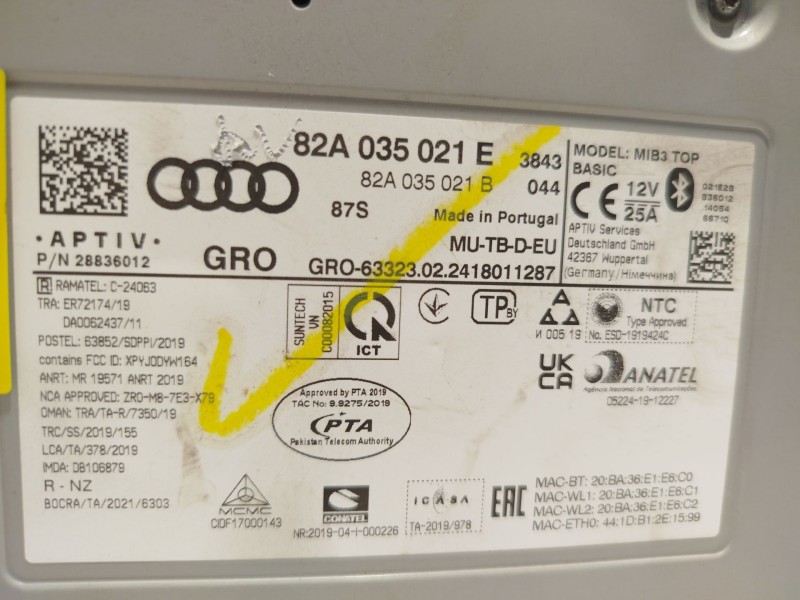 Recambio de sistema navegacion gps para audi a1 sportback (gba) 30 tfsi referencia OEM IAM 82A035021E 82A035021B 