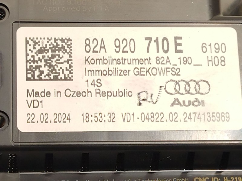 Recambio de cuadro instrumentos para audi a1 sportback (gba) 30 tfsi referencia OEM IAM 82A920710E  