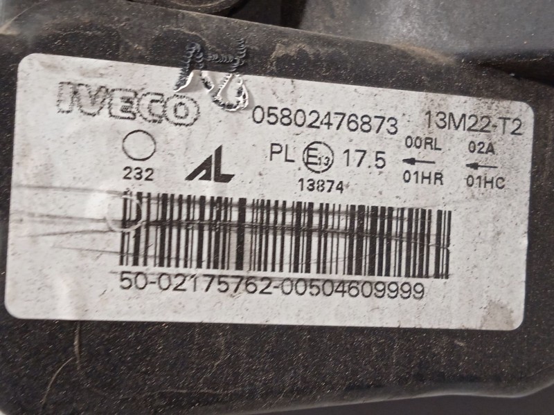 Recambio de faro derecho para iveco daily vi furgoneta 35s16, 35c16, 70c16 referencia OEM IAM 5802476873 05802476873 