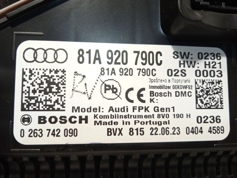 Recambio de cuadro instrumentos para audi q2 (gab, gag) 30 tdi referencia OEM IAM 81A920790C  0263742090