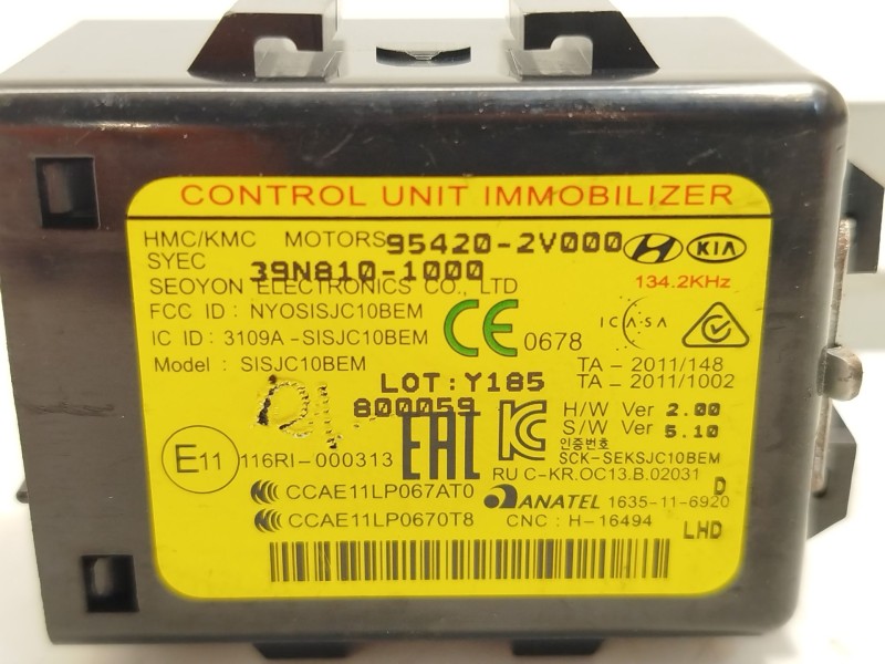 Recambio de centralita inmovilizador para kia carens iv 1.6 gdi referencia OEM IAM 954202V000  39N8101000