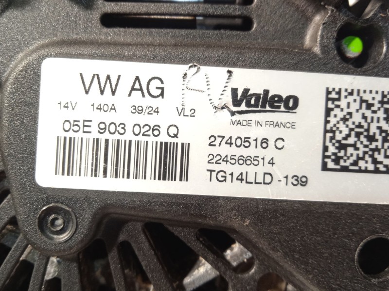 Recambio de alternador para seat ibiza v (kj1, kjg) 1.0 tsi referencia OEM IAM 05E903026Q 2740516C TG14LLD