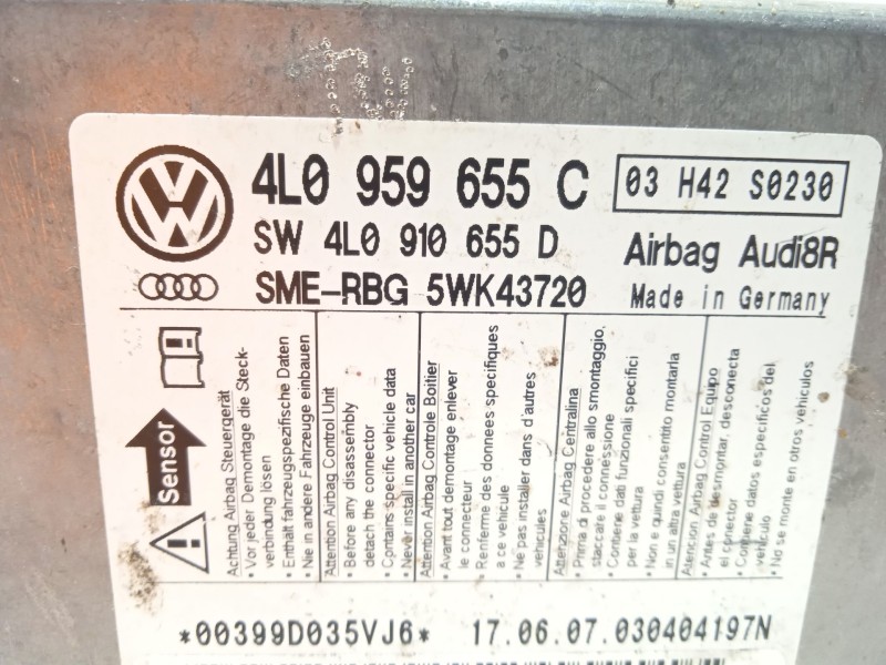 Recambio de centralita airbag para audi q7 (4lb) 3.0 tdi quattro referencia OEM IAM 4L0959655C 4L0910655D 5WK43720