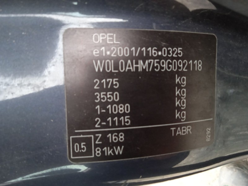 opel zafira / zafira family b (a05) del año 2009