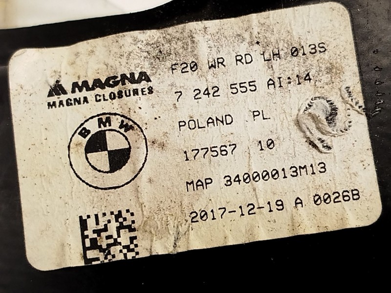 Recambio de elevalunas trasero izquierdo para bmw 1 (f20) 116 d referencia OEM IAM 7242555  