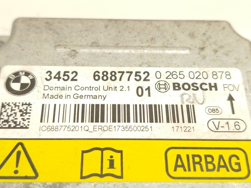 Recambio de centralita airbag para bmw 1 (f20) 116 d referencia OEM IAM 34526887752  0265020878