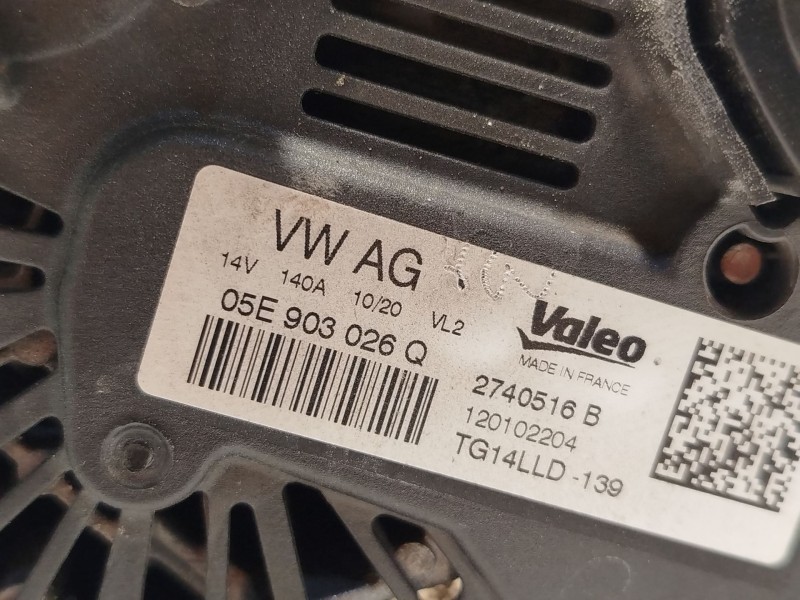 Recambio de alternador para audi a1 sportback (gba) 25 tfsi referencia OEM IAM 05E903026Q 2740516B TG14LLD