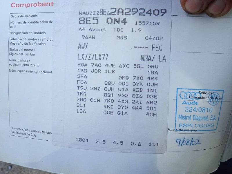 audi a4 b6 avant (8e5) del año 2002
