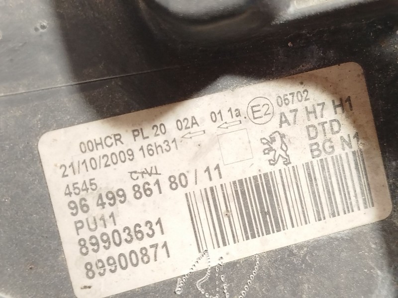 Recambio de faro derecho para peugeot 207/207+ (wa_, wc_) 1.6 hdi referencia OEM IAM 9649986180 620695 89903631