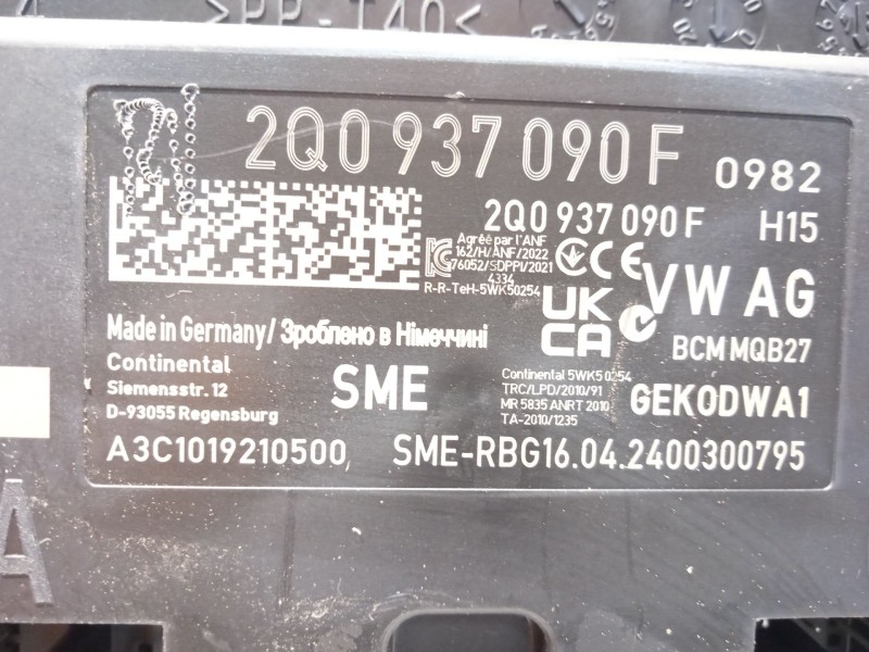 Recambio de centralita confort para seat arona (kj7, kjp) 1.0 tsi referencia OEM IAM 2Q0937090F  A3C1019210500