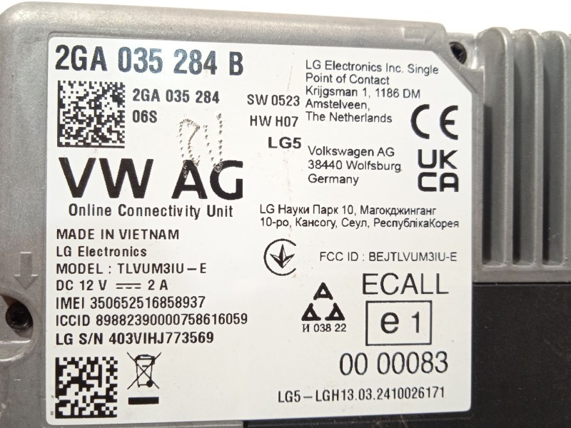 Recambio de modulo electronico para seat arona (kj7, kjp) 1.0 tsi referencia OEM IAM 2GA035284B  