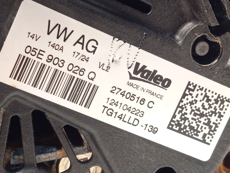 Recambio de alternador para seat arona (kj7, kjp) 1.0 tsi referencia OEM IAM 05E903026Q 2740516C TG14LLD