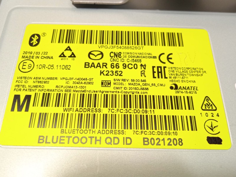 Recambio de modulo electronico para mazda cx-3 (dk) 2.0 skyactiv-g referencia OEM IAM BAAR669C0N  