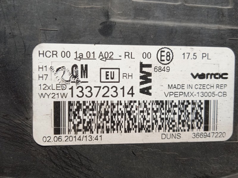 Recambio de faro derecho para opel meriva b monospace (s10) 1.6 cdti (75) referencia OEM IAM 13372314  