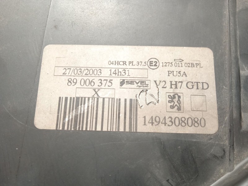 Recambio de faro izquierdo para peugeot 807 (eb_) 2.0 referencia OEM IAM 1494308080 6208F1 89006375