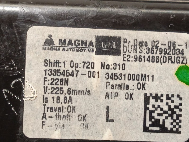 Recambio de elevalunas delantero izquierdo para opel meriva b monospace (s10) 1.6 cdti (75) referencia OEM IAM 13354547  