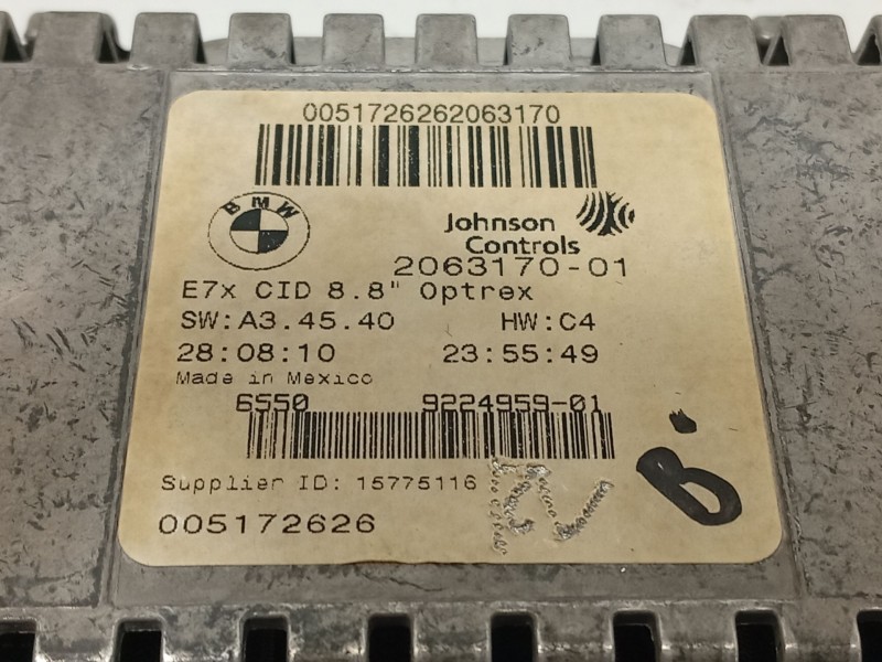 Recambio de pantalla multifuncion para bmw x5 (e70) xdrive 40 d referencia OEM IAM 9224959 65509224959 