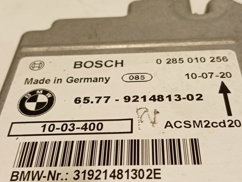 Recambio de centralita airbag para bmw x5 (e70) xdrive 40 d referencia OEM IAM 9214813 65779214813 0285010256
