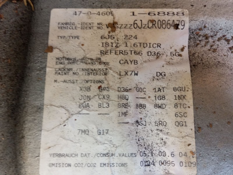 seat ibiza iv (6j5, 6p1) del año 2012