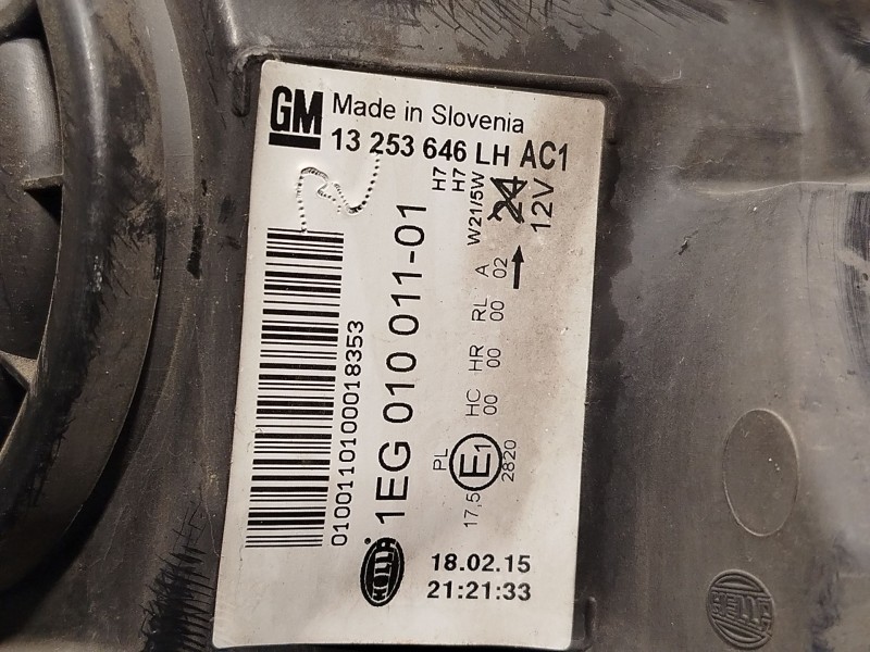 Recambio de faro izquierdo para opel astra j (p10) 1.7 cdti (68) referencia OEM IAM 13253646  1EG010011