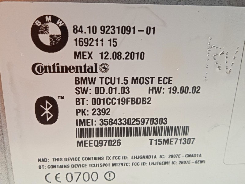 Recambio de modulo electronico para bmw x5 (e70) xdrive 40 d referencia OEM IAM 84109231091  