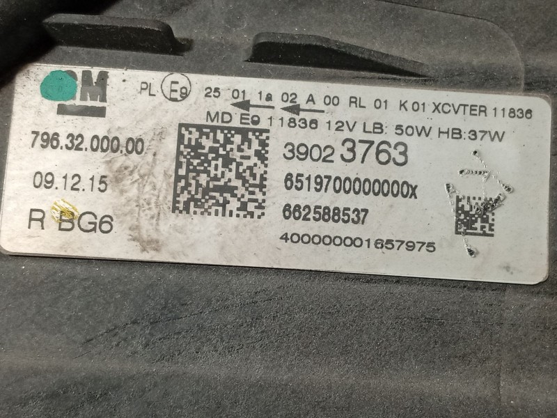 Recambio de faro derecho para opel astra k (b16) 1.6 cdti (68) referencia OEM IAM 39023763 39158016 7963200000
