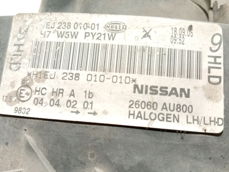Recambio de faro izquierdo para nissan primera (p12) 2.2 dci referencia OEM IAM 26060AU800  1EJ238010