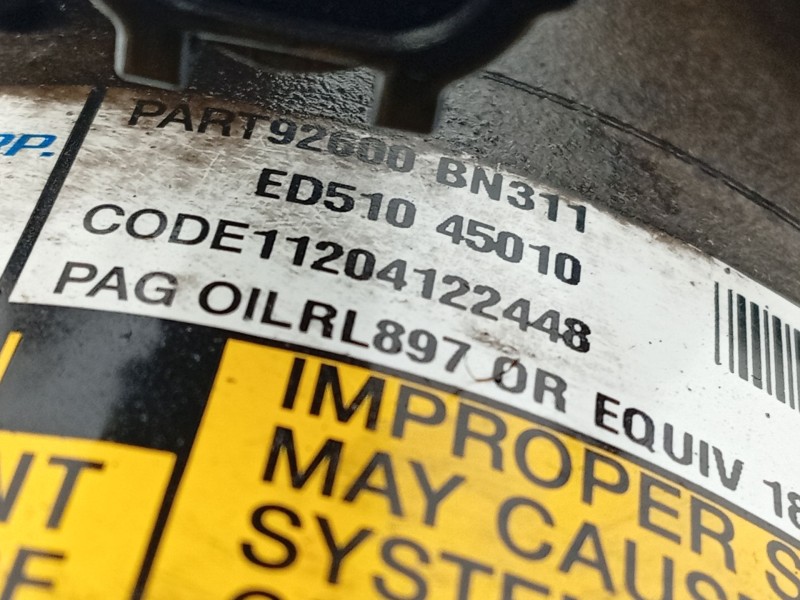 Recambio de compresor aire acondicionado para nissan primera (p12) 2.2 dci referencia OEM IAM 92600BN311  ed51045010