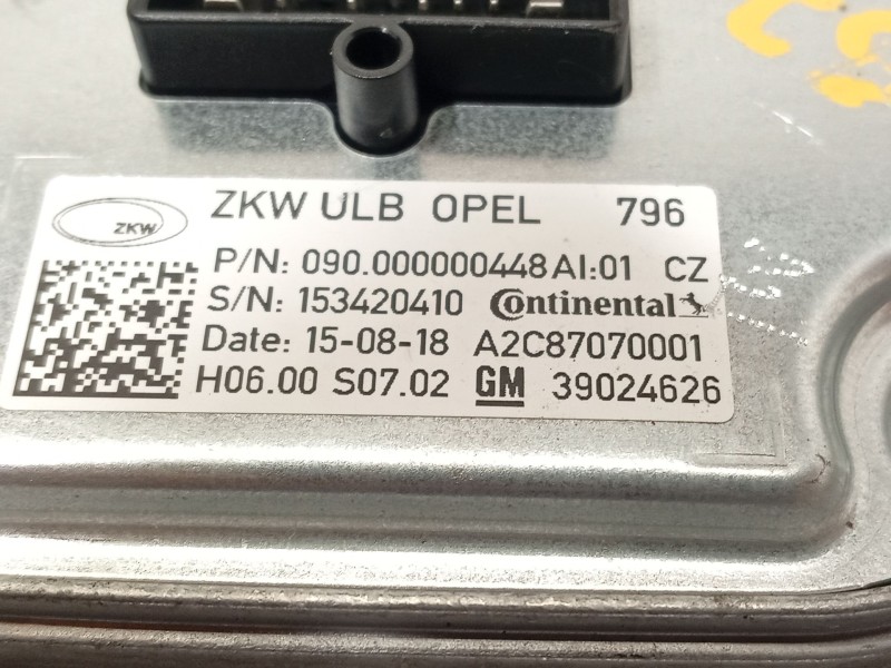 Recambio de centralita led derecha para opel astra k (b16) 1.6 cdti (68) referencia OEM IAM 39024626  A2C87070001