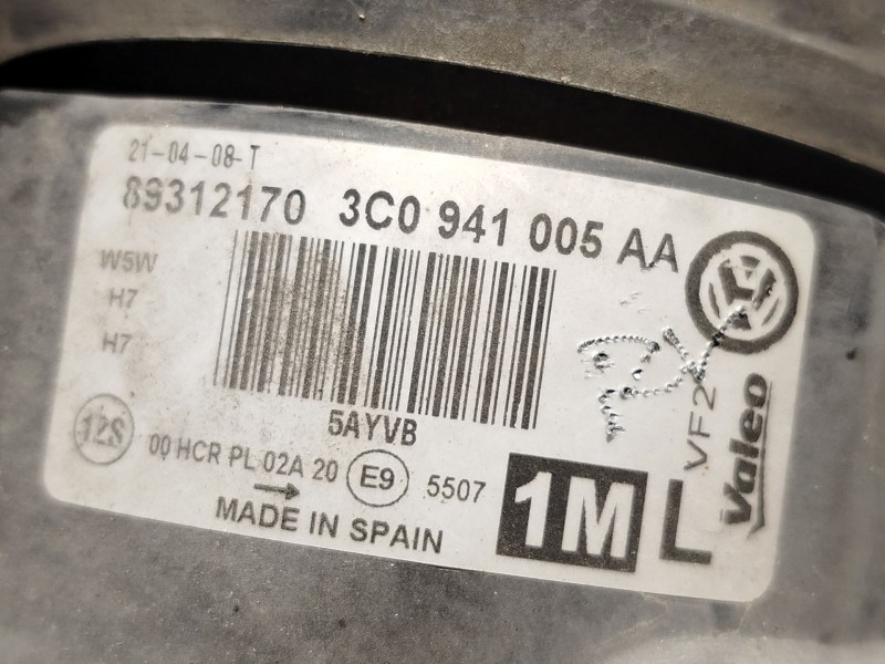 Recambio de faro izquierdo para volkswagen passat b6 (3c2) 1.9 tdi referencia OEM IAM 3C0941005AA  89312170