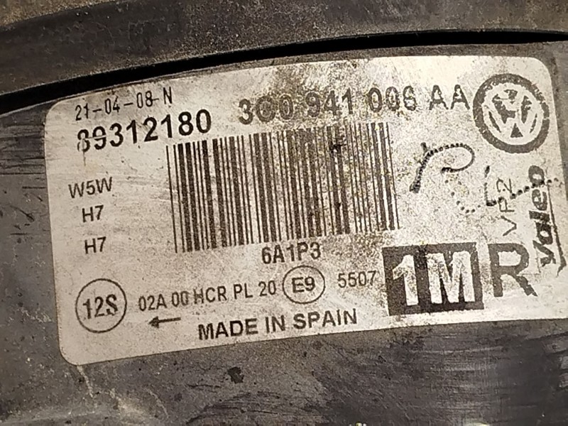 Recambio de faro derecho para volkswagen passat b6 (3c2) 1.9 tdi referencia OEM IAM 3C0941006AA  89312180