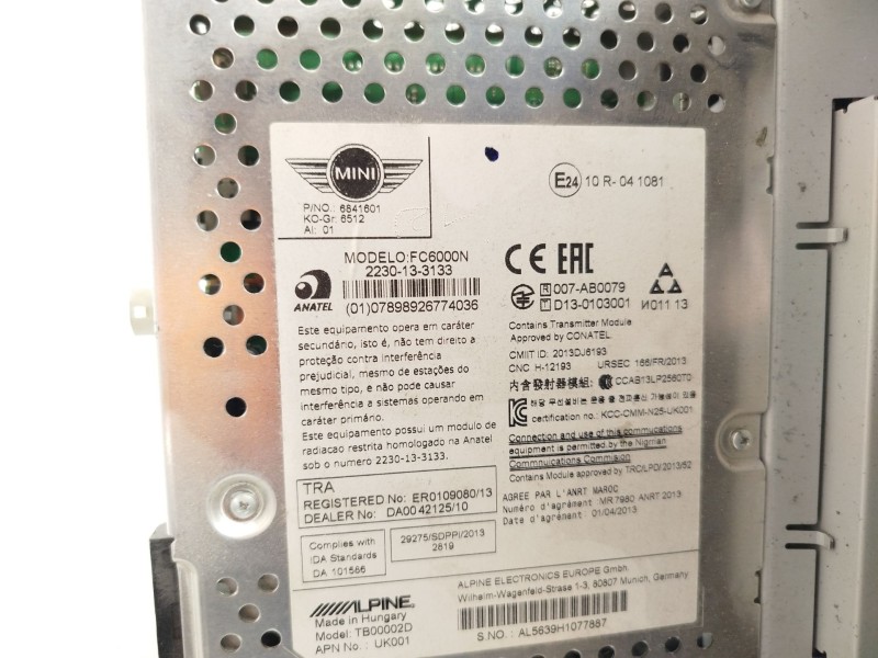 Recambio de sistema audio / radio cd para mini mini (f55) one d referencia OEM IAM 65126841601  