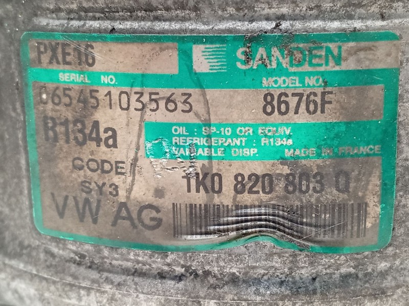 Recambio de compresor aire acondicionado para seat altea (5p1) 1.9 tdi referencia OEM IAM 1K0820803Q 8676F PXE16