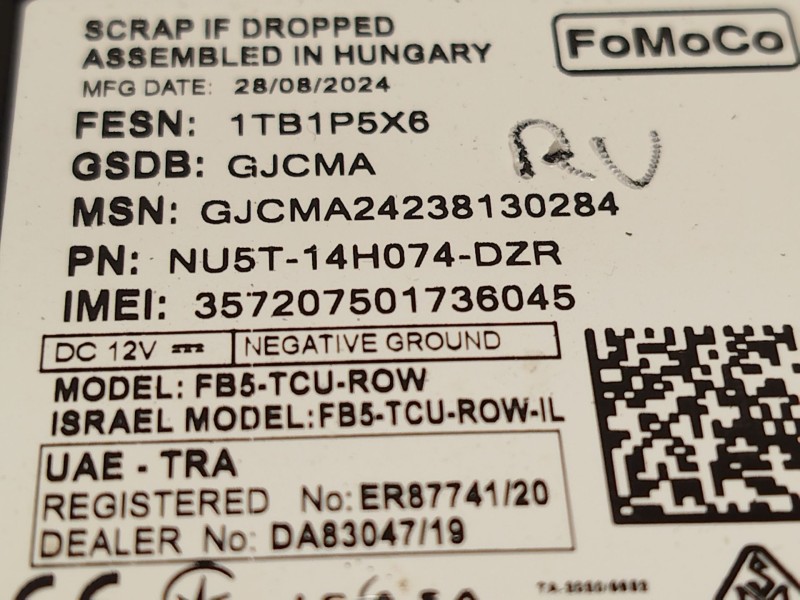 Recambio de modulo electronico para ford tourneo courier 1.0 ecoboost referencia OEM IAM NU5T14H074DZR 2746666 