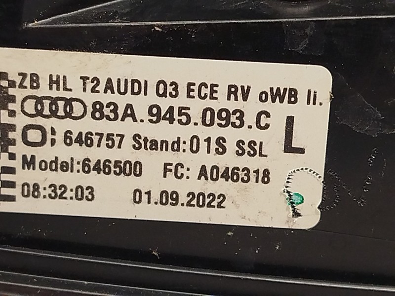 Recambio de piloto trasero izquierdo interior para audi q3 sportback (f3n) 35 tdi referencia OEM IAM 83A945093C  