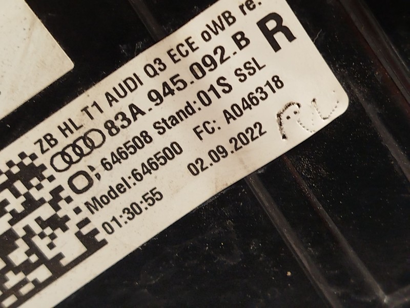 Recambio de piloto trasero derecho para audi q3 sportback (f3n) 35 tdi referencia OEM IAM 83A945092B  
