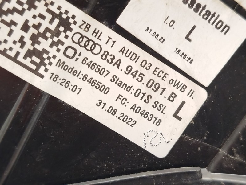 Recambio de piloto trasero izquierdo para audi q3 sportback (f3n) 35 tdi referencia OEM IAM 83A945091B  