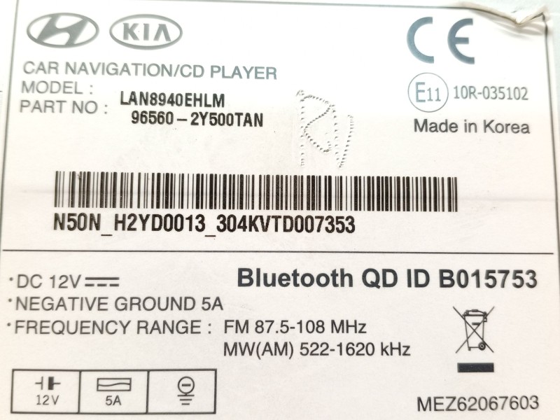 Recambio de sistema navegacion gps para hyundai ix35 (lm, el, elh) 1.7 crdi referencia OEM IAM 965602Y500TAN  