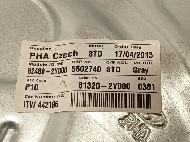 Recambio de elevalunas delantero derecho para hyundai ix35 (lm, el, elh) 1.7 crdi referencia OEM IAM 824022Y000  402390B