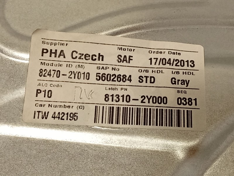 Recambio de elevalunas delantero izquierdo para hyundai ix35 (lm, el, elh) 1.7 crdi referencia OEM IAM 824012Y000  402389D