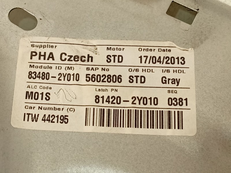 Recambio de elevalunas trasero derecho para hyundai ix35 (lm, el, elh) 1.7 crdi referencia OEM IAM 834022Y000  402353B