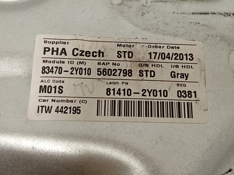 Recambio de elevalunas trasero izquierdo para hyundai ix35 (lm, el, elh) 1.7 crdi referencia OEM IAM 834012Y000  432354B